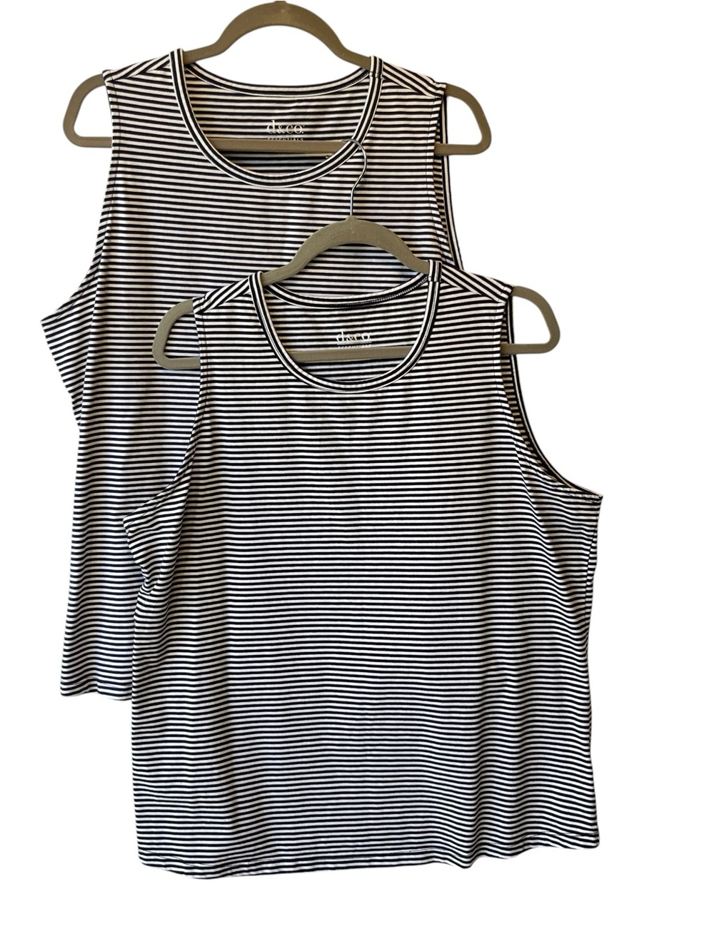 D&Co Denim & Company 1X tank top bundle Blue Black striped Round neck Stretch